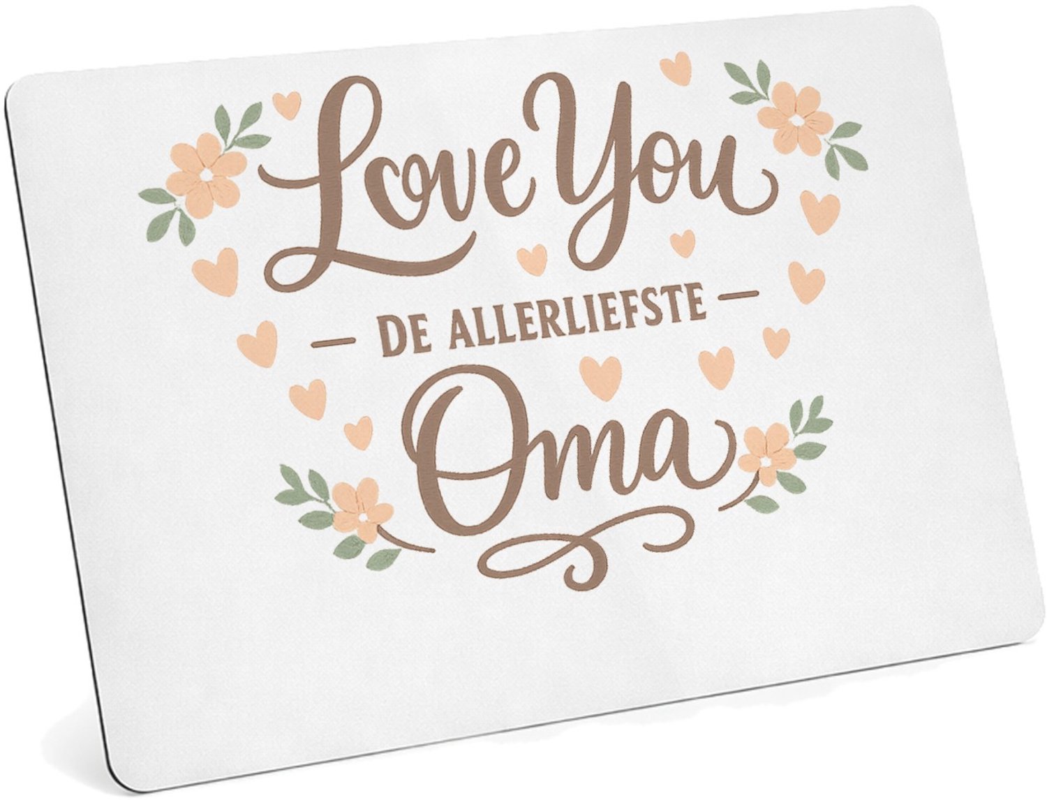 Mr Cadeautjes MDF magnetische fotolijst 28 x 19 - design Een liefdevolle familieboodschap met zachte bloemaccenten en | cadeau Wit