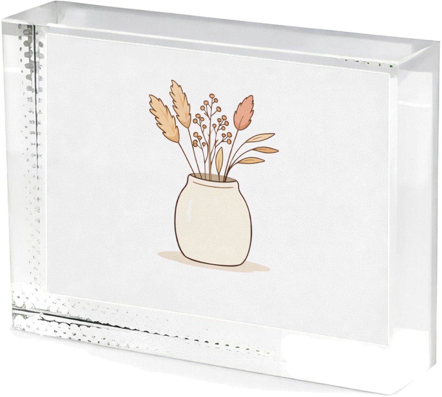 Mr Cadeautjes Fotokristal Een minimalistisch botanisch tekstontwerp met een warm thuis - glas, 8 x 6 cm - kristallen | cadeau Wit