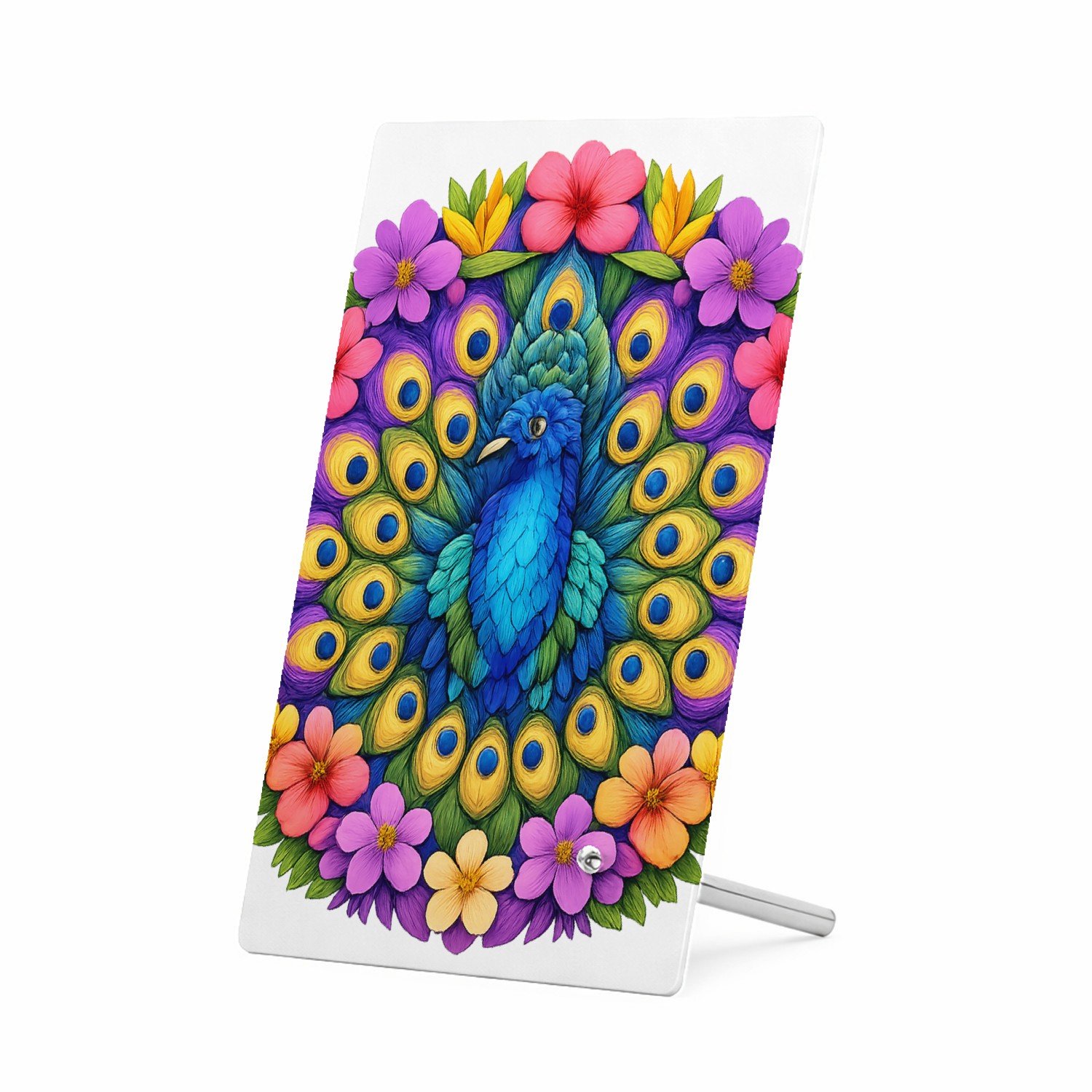 Mr Cadeautjes Glasframe 11 x 16 - design Een majestueuze mandala van tropische bladeren en bloemen ro | cadeau Wit