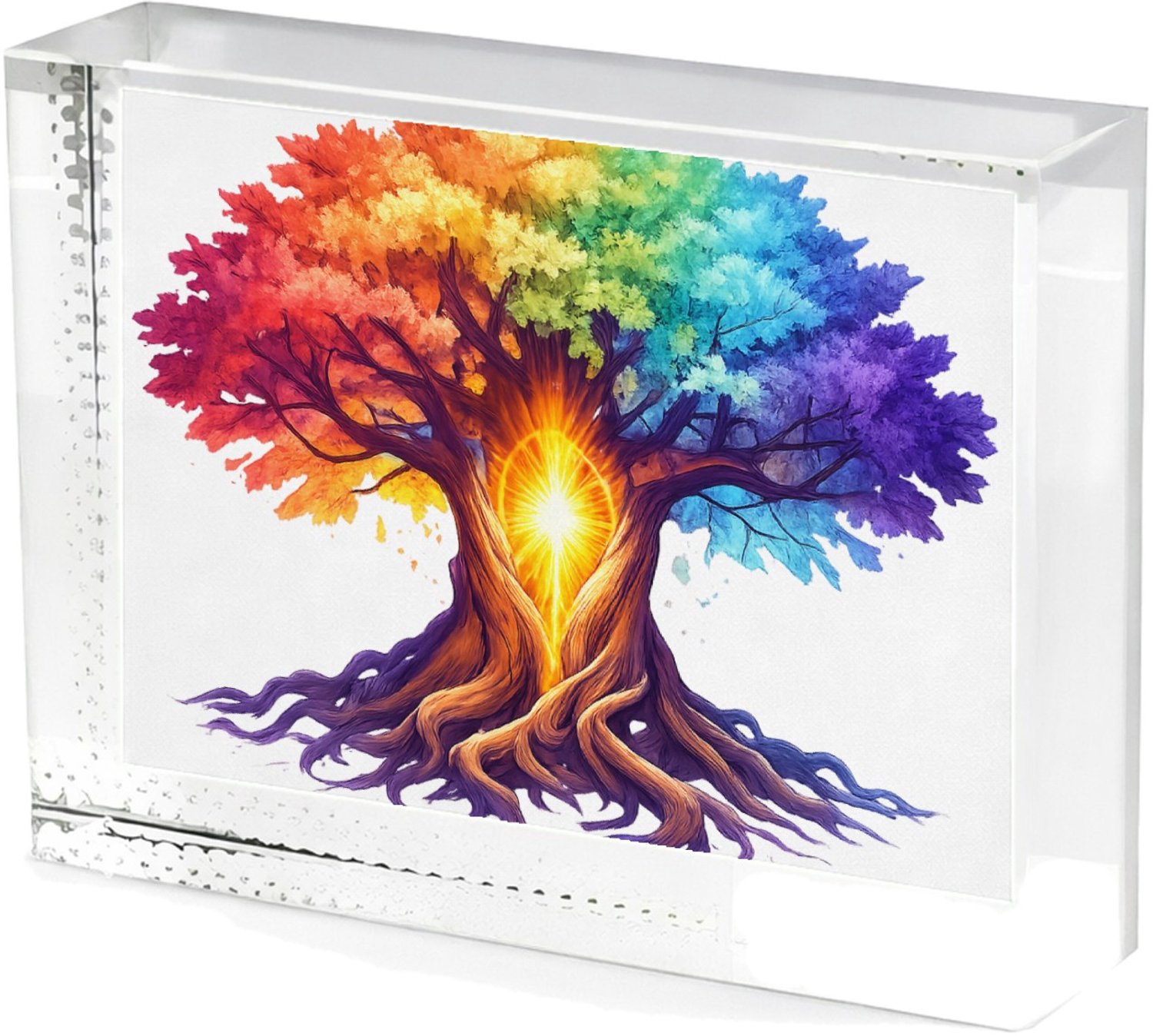 Mr Cadeautjes Fotokristal Een magische berglandschap-bewerking met een centrale lichtb - glas, 8 x 6 cm - kristallen | cadeau Wit