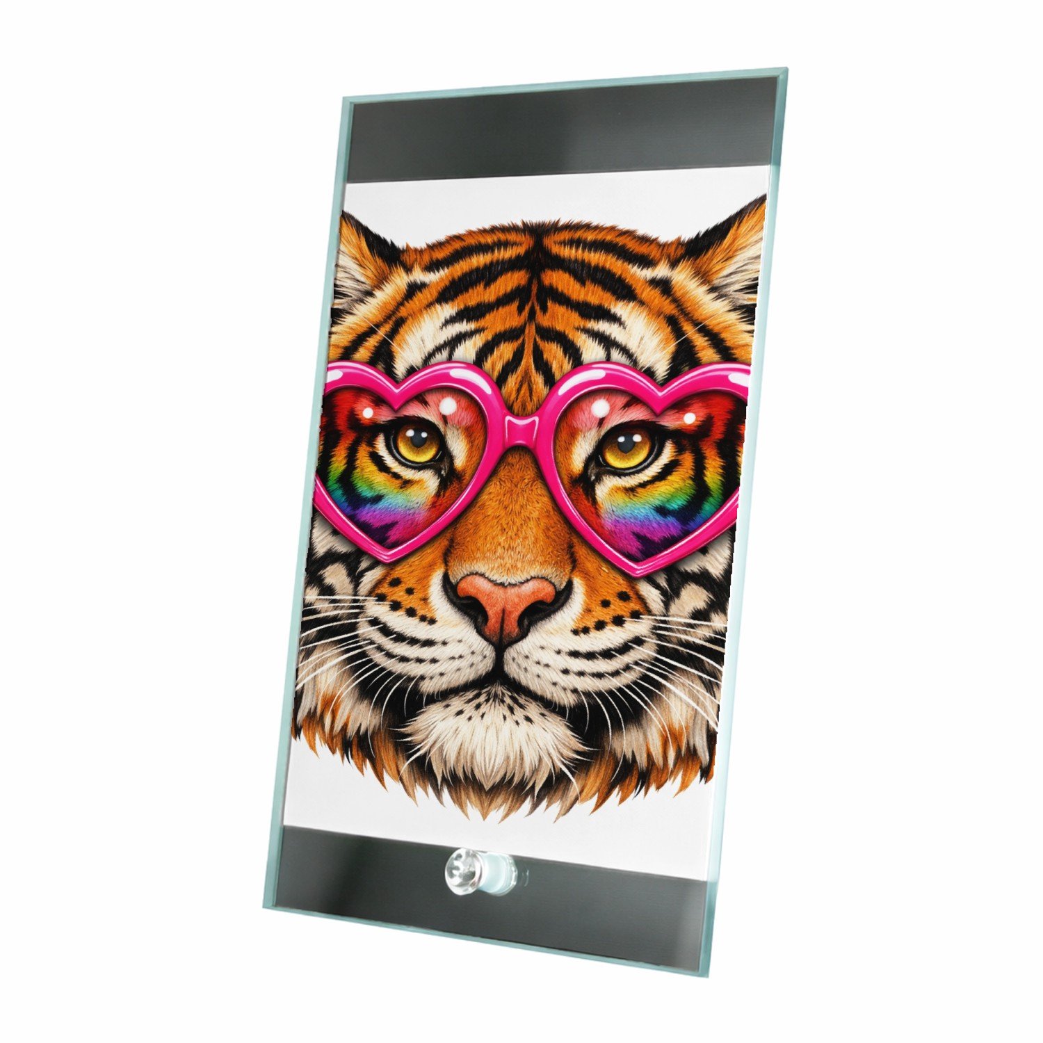 Mr Cadeautjes Glasframe 15 x 23 - design Een expressief dierengezicht met een speelse, zelfverzekerde | cadeau Wit