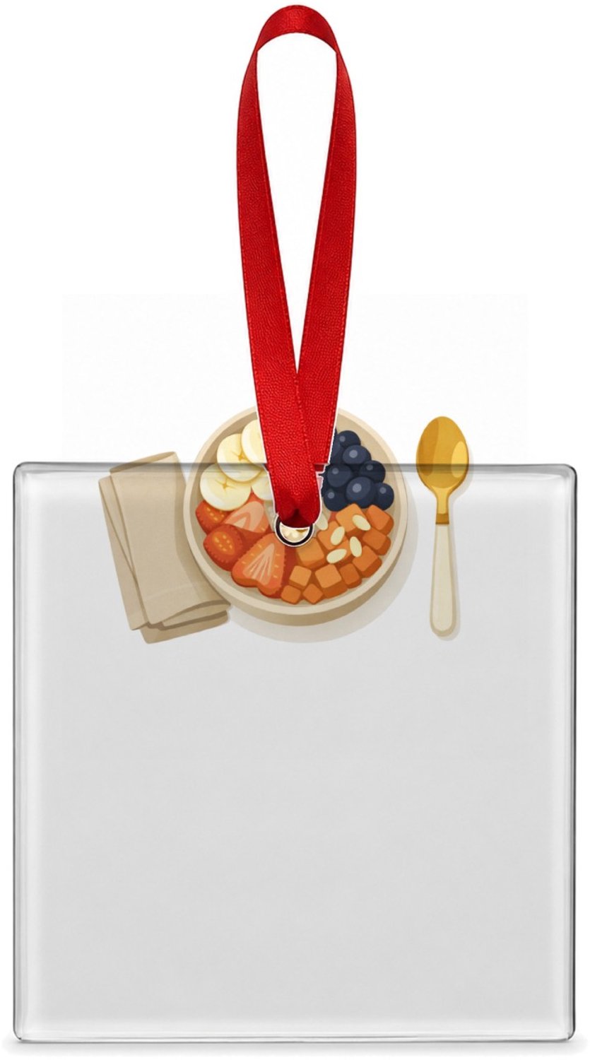 Mr Cadeautjes Glazen tegel vierkant 7,6 cm - design Centrale ontbijtscène met een warme, rustige uitstraling | cadeau Wit