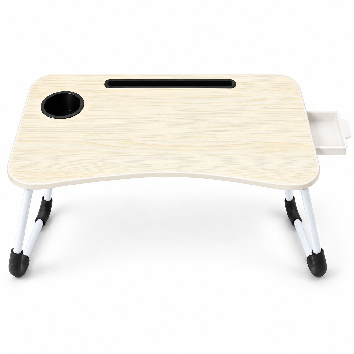 Levano Klaptafel - Bedtafel - Laptoptafel - Opklapbare Tafel - Bedtafeltje - Tafeltje voor bij de Bank - Laptop Bureau - Laptopstandaard Bed - Ontbijt op Bed Dienblad - Tafel voor Laptop - Tafeltje voor op Schoot - Ontbijtblad Bruin;Wit
