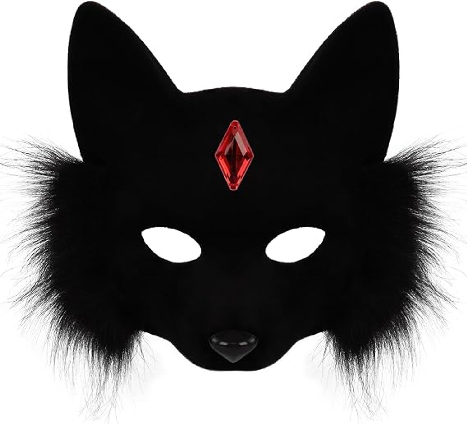 Halfgelaatsmasker - Ingelegd met Edelstenen - Dierendesign - Feestjes en Cosplay - Geschikt voor Halloween - Zwart Kleur