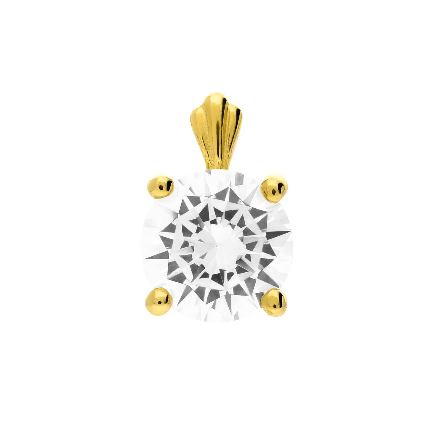 Lucardi Dames 9 karaat hanger met zirkonia 6,5mm - Hanger - 9 Karaat - Goudkleurig