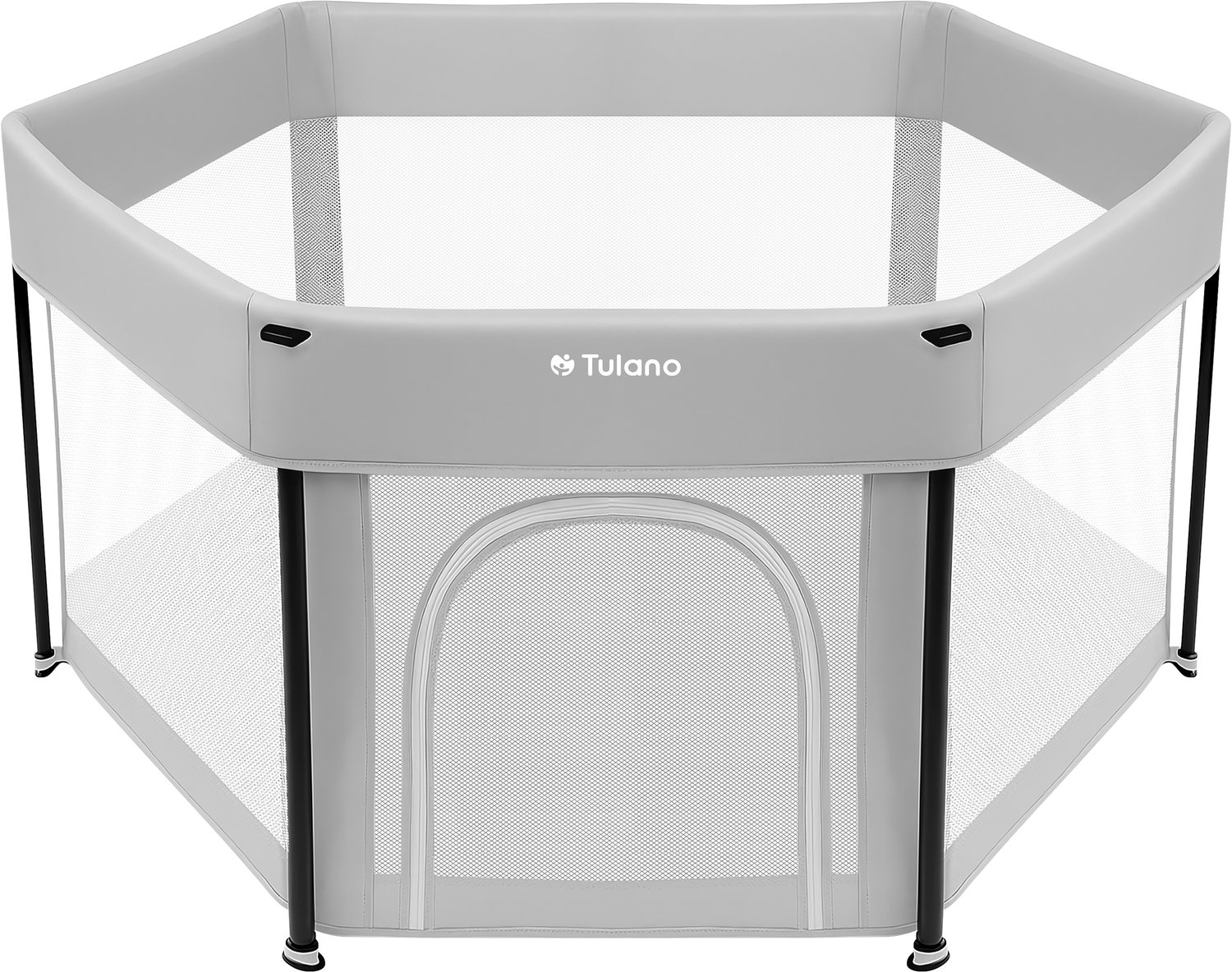 Tulano Cozy 30 - Grondbox - 125x125x66cm - Met draagtas - Inklapbare - Opvouwbare Baby Speelbox - zeshoek - voor binnen en buiten - ademend gaas - EN71 gecertificeerd - Grijs – foto 5