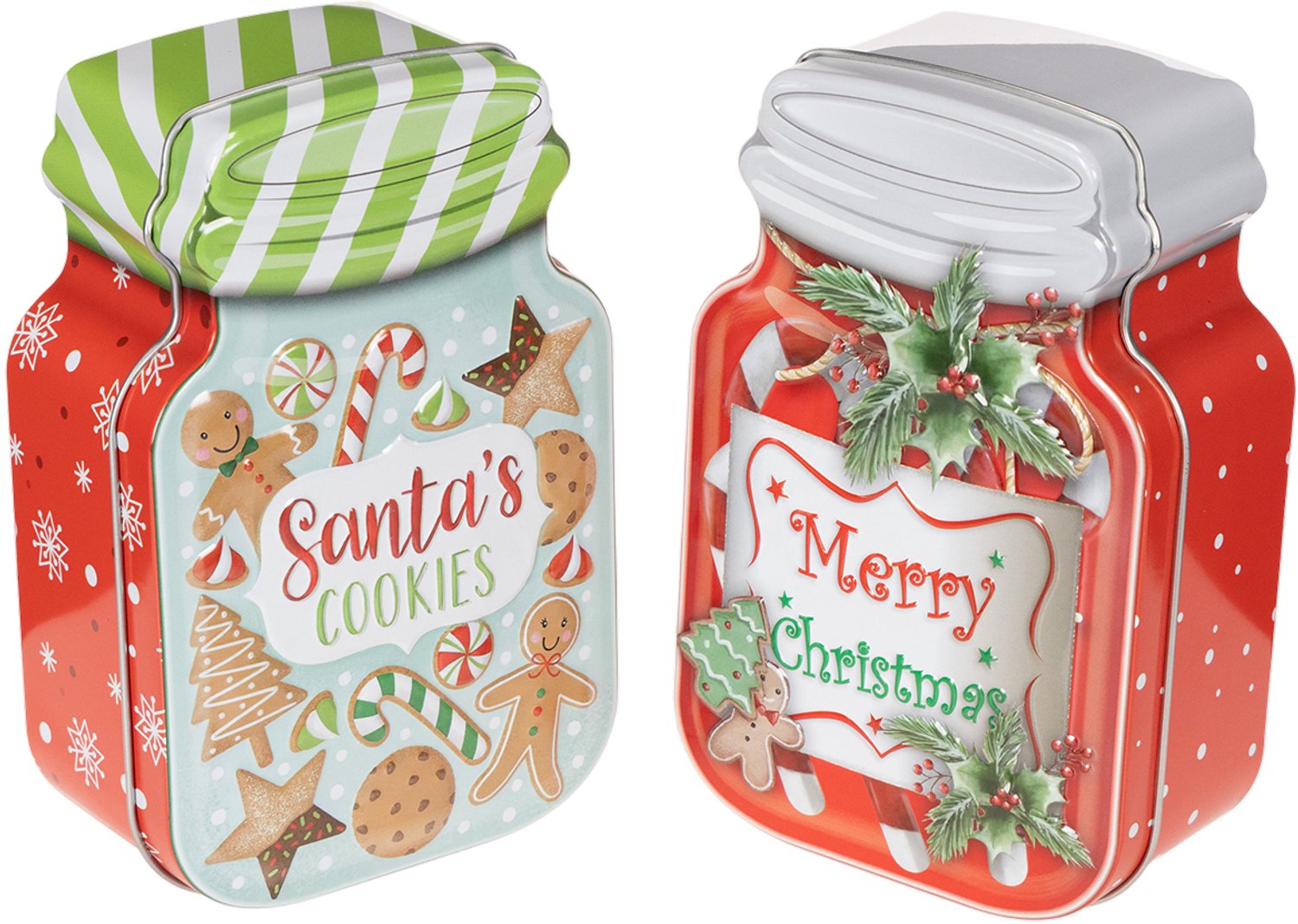 Metalen koekblik met kerstmotief in de vorm van een koekjespot, 15 cm,