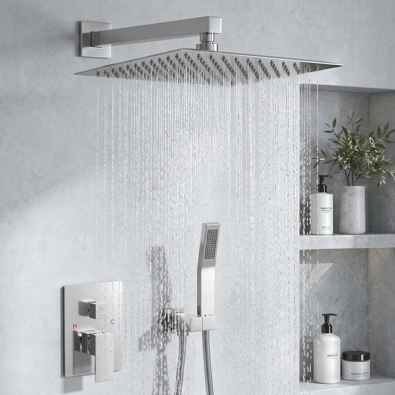 Auralum Max Inbouw Douchesysteem Chroom - Doucheset - 30cm - Stortdouche - Met Handdouche - Complete Doucheset - Bedieningspaneel - Regendoucheset - Waterbesparend