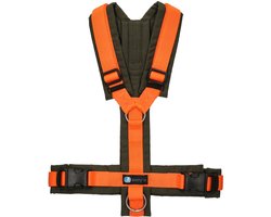 AnnyX Hondentuig - Y-tuig - Oranje/Olijfgroen - maat S - Borstomvang 52-64cm - Gewicht hond 9-19 kg