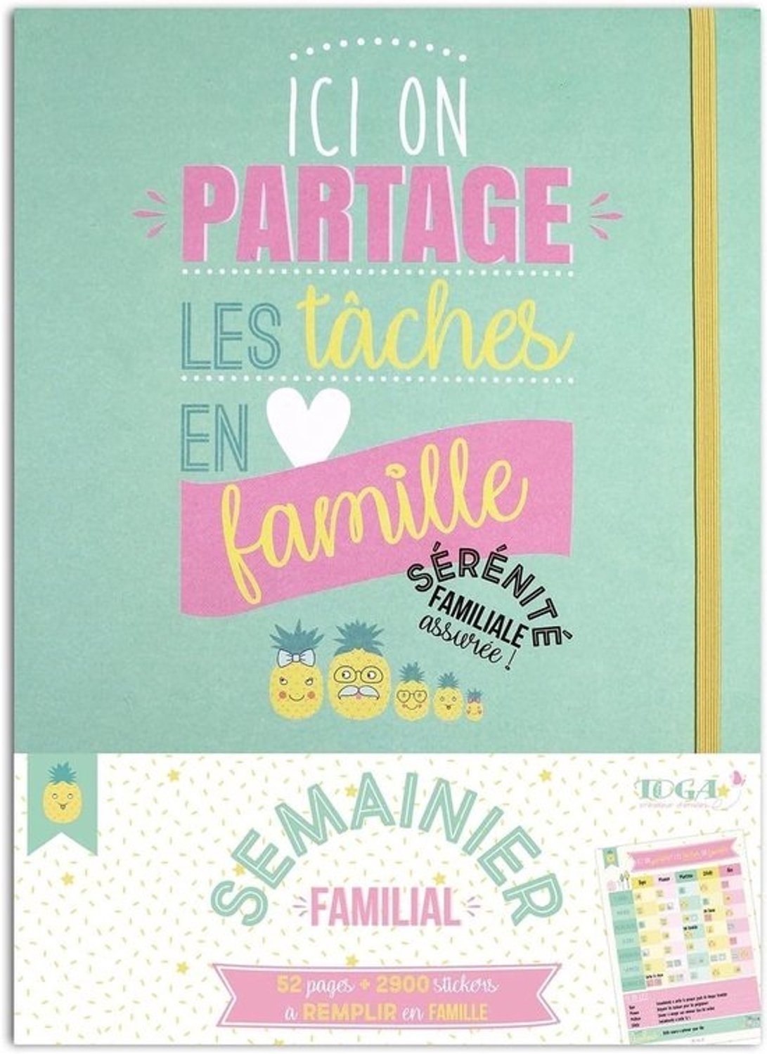 Weekplanner gezin - Familieagenda - Gezinsplanning - 52 afscheurbare pagina's - A4-formaat - Mintgroen