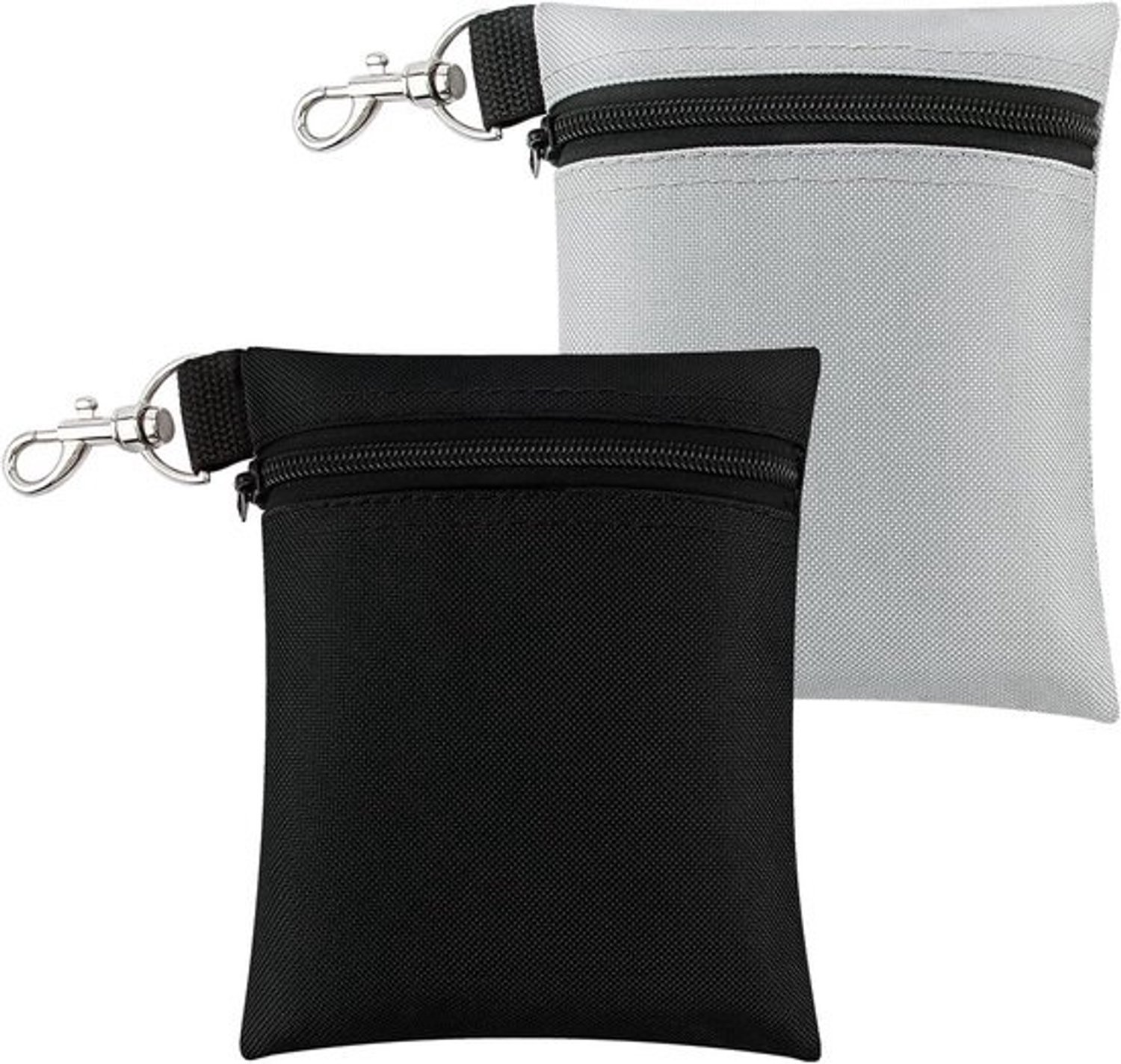 Golftas voor tees - Houder voor accessoires - Golfbenodigdheden - Draaibare karabijnclip - 17 x 14 cm - Zwart grijs