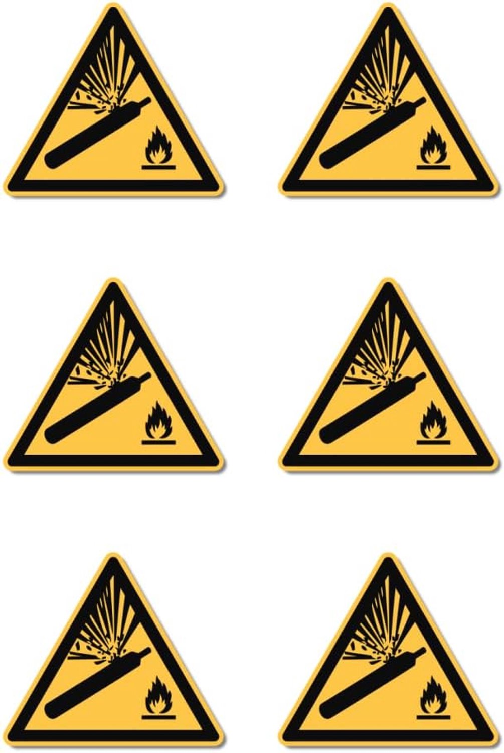 Waarschuwing voor gasflessen Ø 5 cm - stickers - waterdicht en uv-bestendig - 6 stuks - ServiceTopper