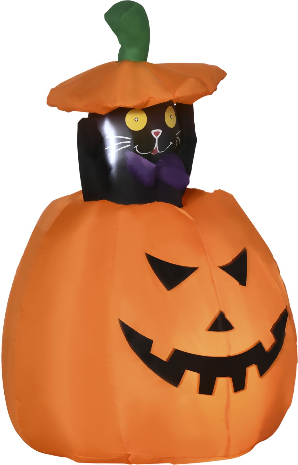 Sunona Opblaasbare Halloween decoratie - Met bewegende kat in pompoen en ledverlichting - 76 x 64 x 91-115 cm - Oranje