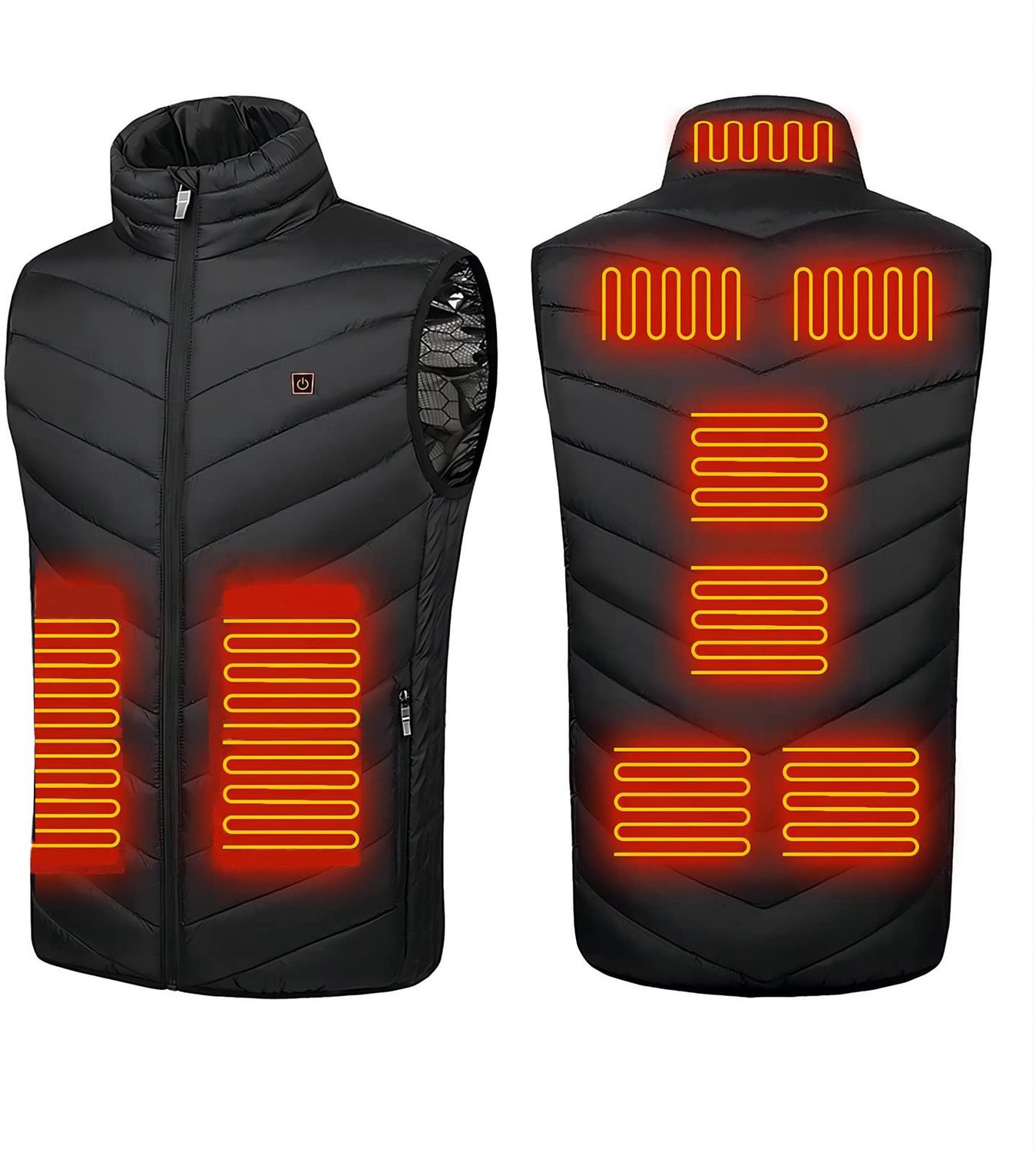 Verwarmd Vest Heren Elektrisch Verwarmde Bodywarmer 9 Verwarmingszones van Koolstofvezel 3 Warmtestanden Voor Motor Vissen Skiën en Buitenactiviteiten Standard