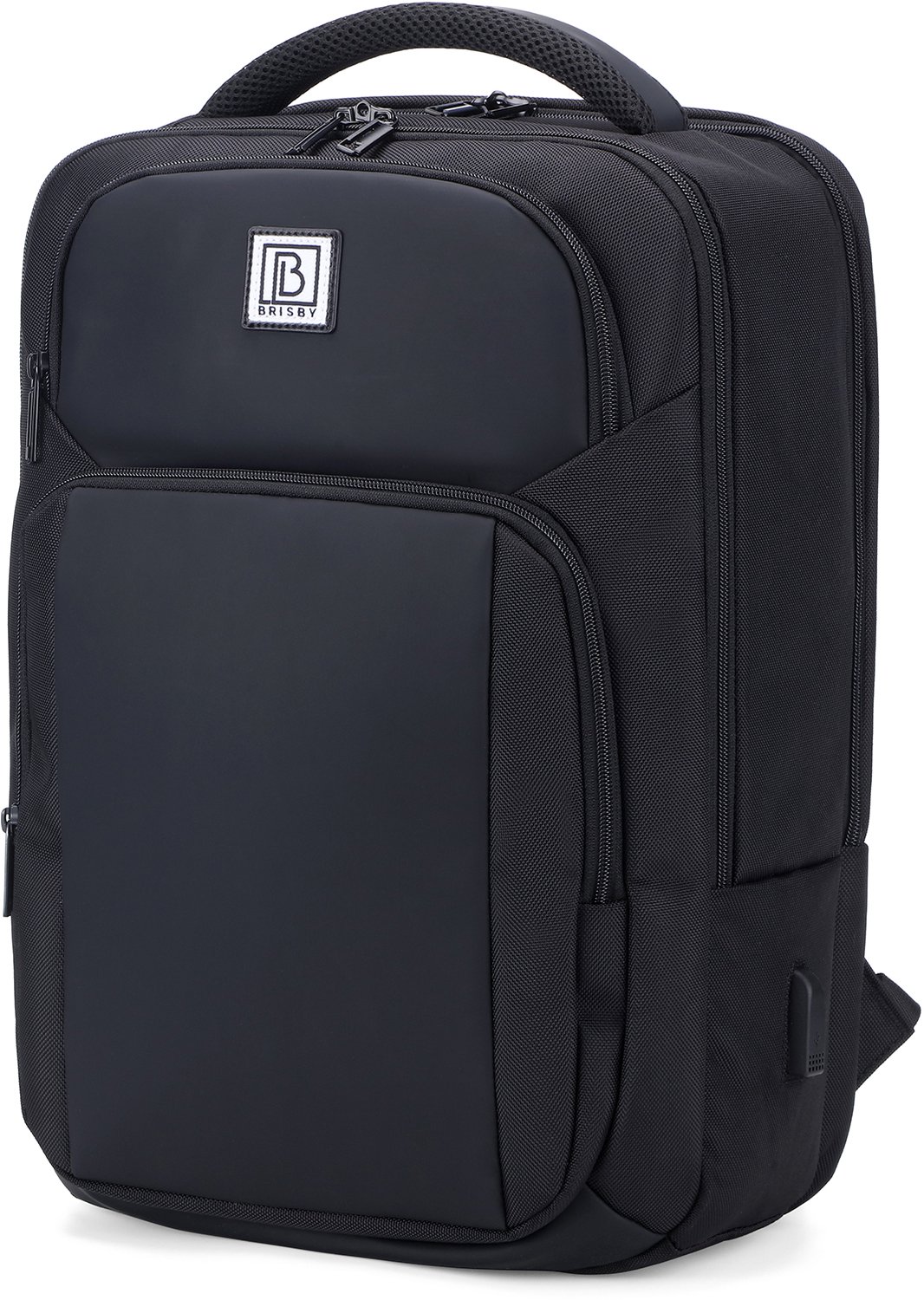 Brisby Rugzak Pro 1 – Laptoprugzak tot 15,7 inch voor Werk, School en Reizen – Waterafstotend – Met Tabletvak, Antidiefstalvak en Trolleysleeve - Zwart