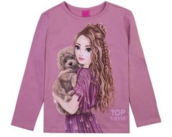 Meisjesshirt met lange mouwen en modelprint - Roze