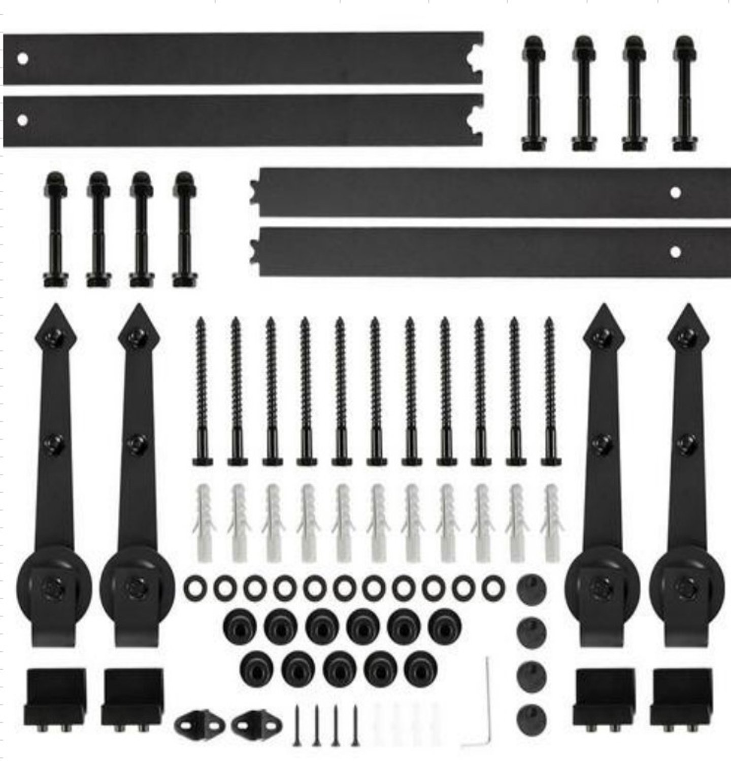 PIPIPOXER Schuifdeursysteem - Schuifdeur railsysteem - complete set met hangrollen - 366 cm rail - Model met dubbele deur - Zwart