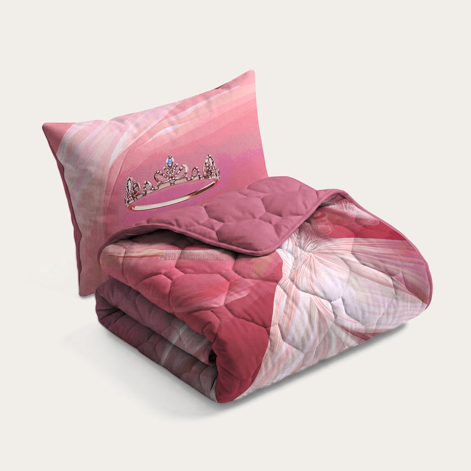 HappyBed Kinderdekbed zonder overtrek 140x200 - Wasbaar dekbed - Dekbed zonder hoes - 2 in 1 dekbed - Dekbed met print - Hoesloos dekbed - Princess