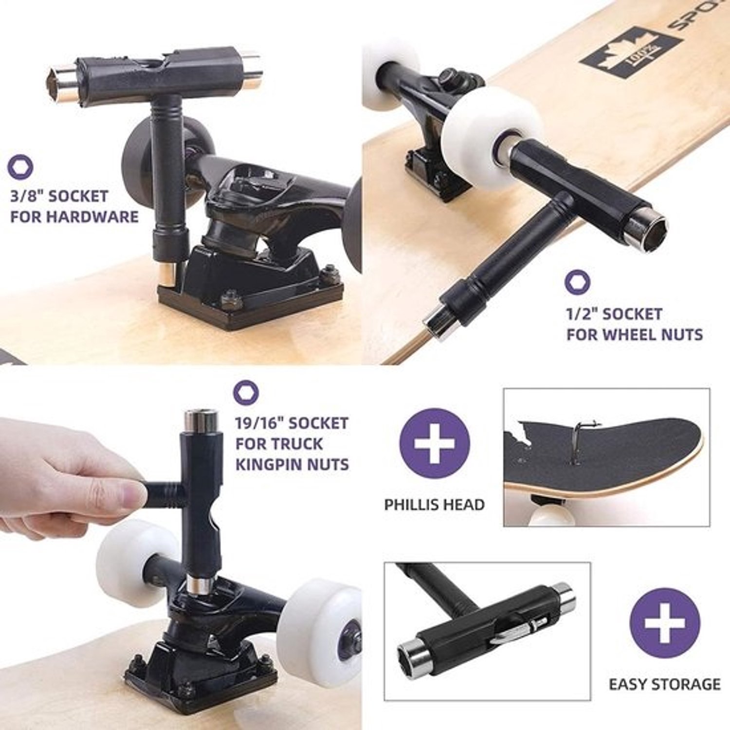 Skateboardonderdelen set Trucks wielen en lagers Onderhoud voor skateboarden Complete set 7.5-8.0 inch decks
