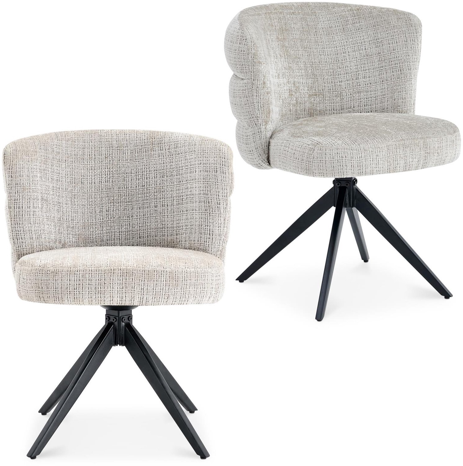 IDIMEX Eetkamerstoelen ESME, set van 2, 360° draaibaar - Greige grijs