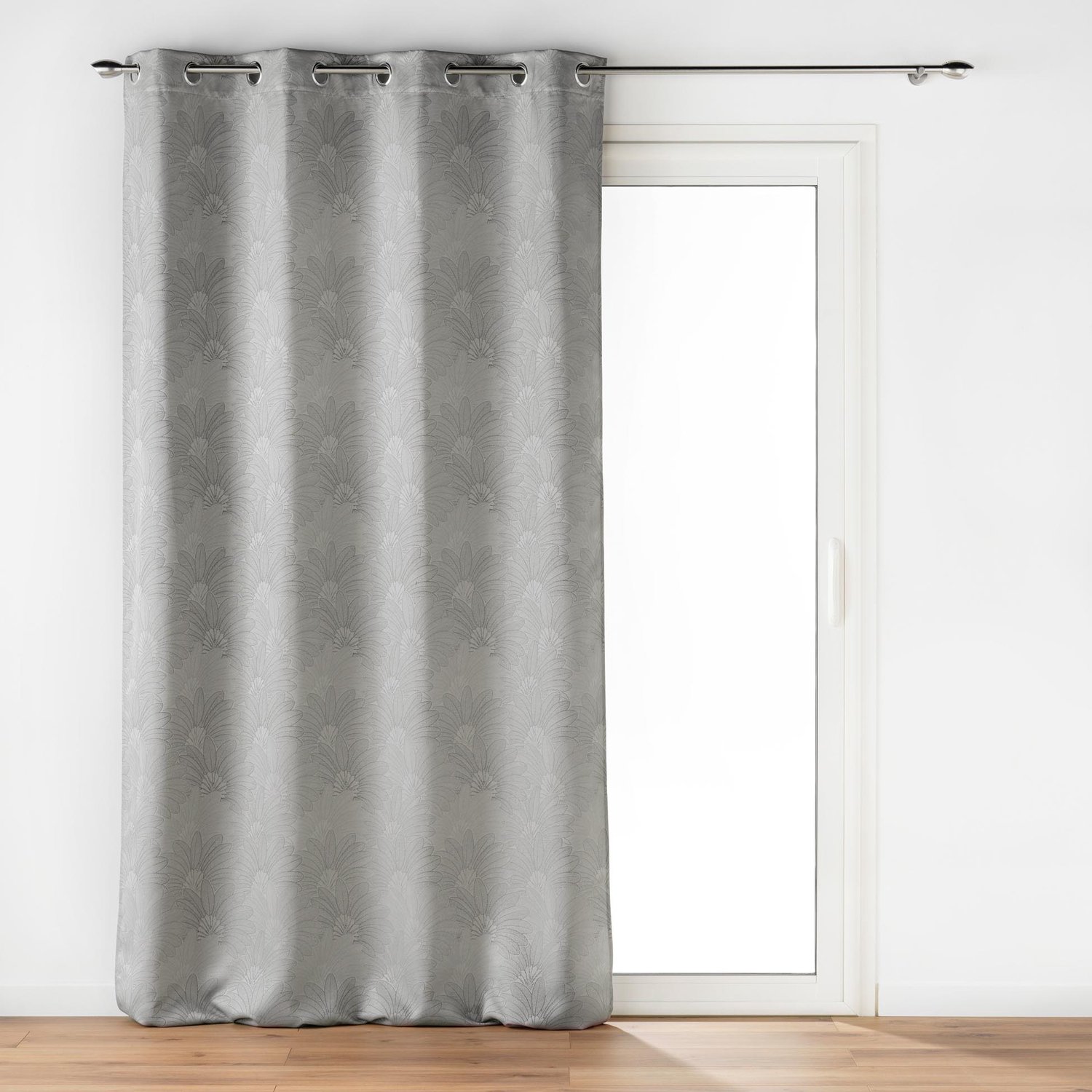Douceur d'intérieur - Jacquard gordijn met ringen TEORA, grijs, 140 x 260 cm