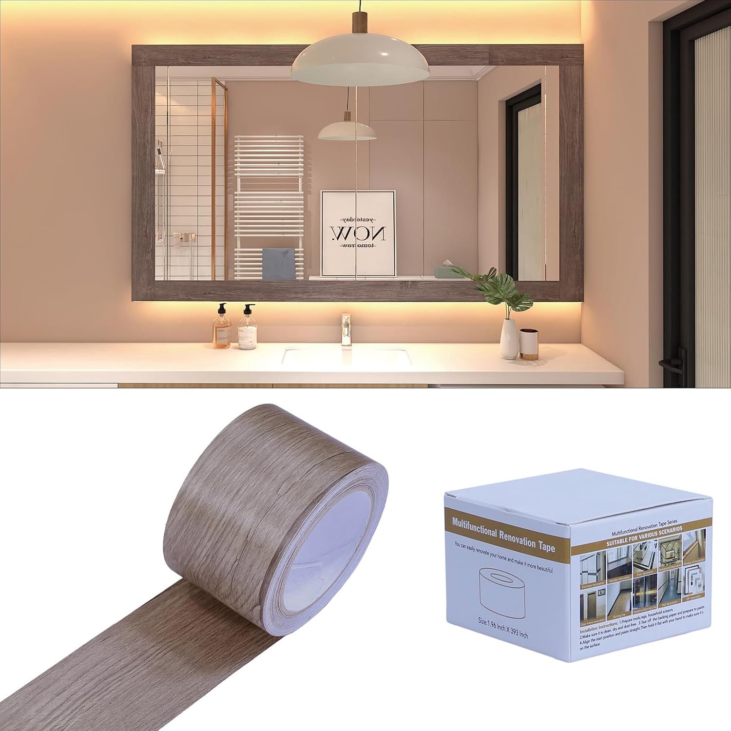 Houtlook plakband 5 cm x 10 m - zelfklevend pvc - verwijderbaar - ideaal voor wanddecoratie - Vemera