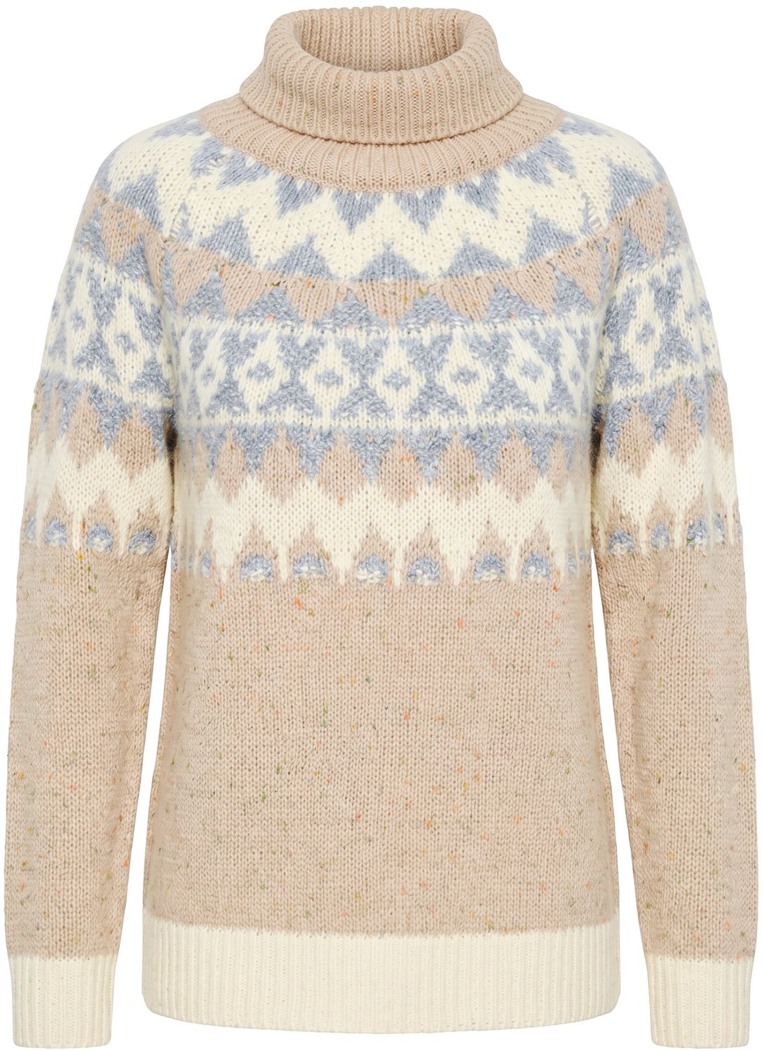 Ulla Popken - Dames - Trui Noors motief col lange mouwen - Beige gemêleerd - Maat 54+