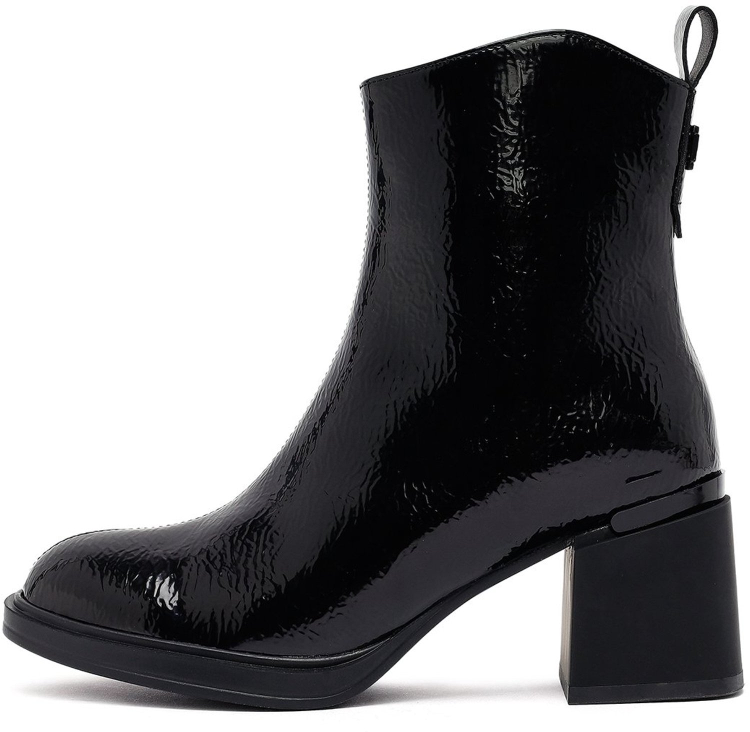 DERIMOD Heeled Ankle Boots Imitation Patent Leather Heeled Ankle Boots