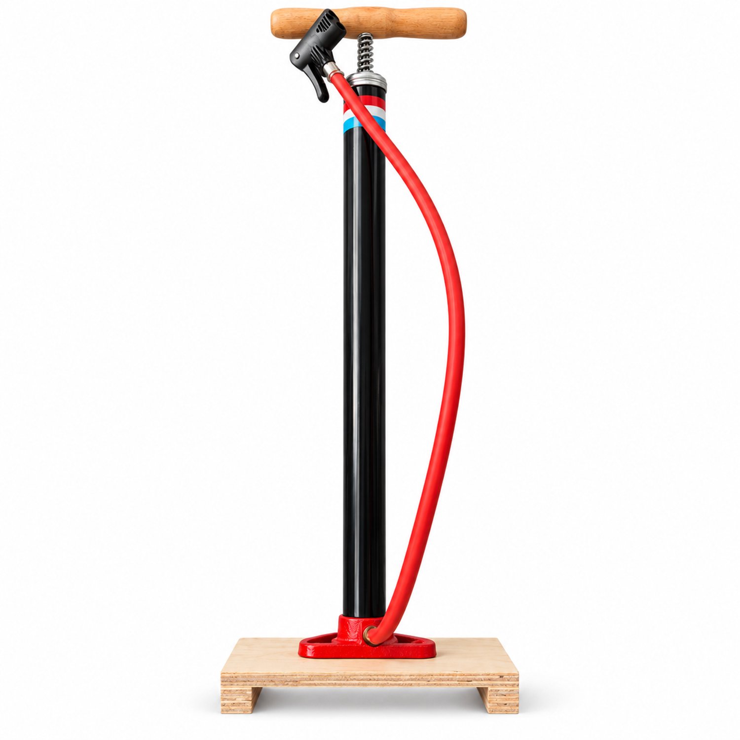 Fietspomp Holland - 60 cm - 3 Bar - Houten Handvat en Voetplank - Dunlop