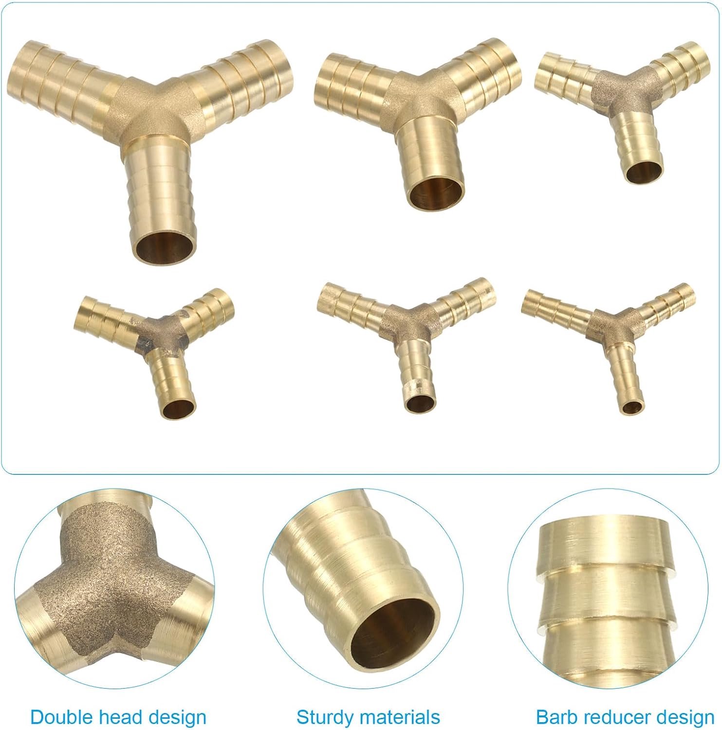 Messing slang barb fitting 3/8 inch - Y type barb union - metalen splicer mender connector - ServiceTopper