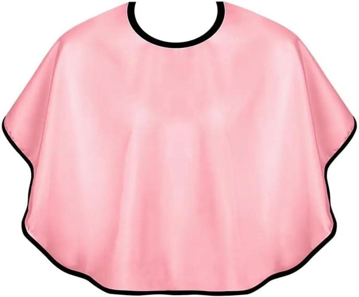 Haarstylingscape, haarverfcape, kort verstelbaar schort, waterdichte make-upcape, Geschikt voor styling en wassen (roze).
