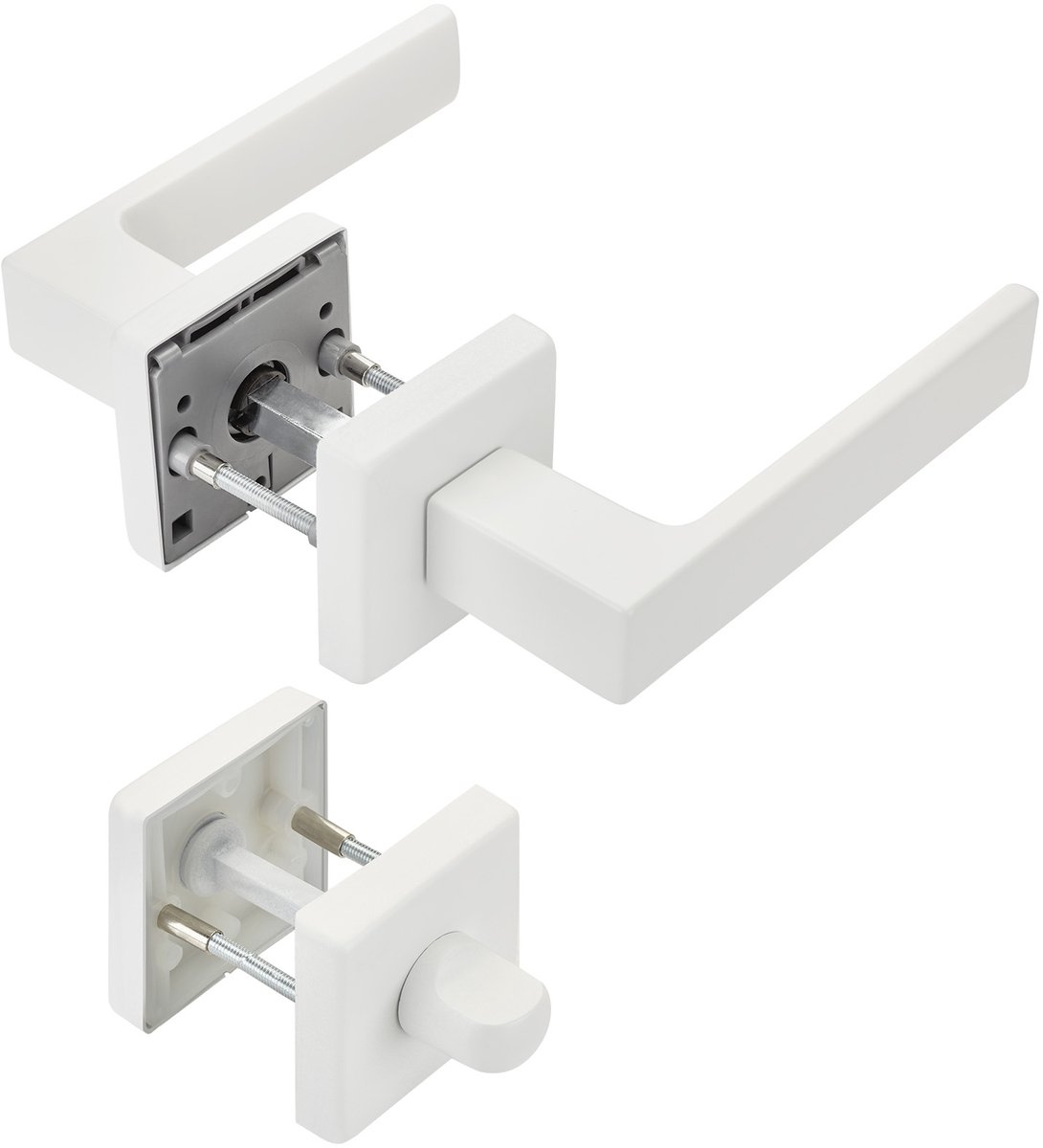 Deurkruk CUBE wit voor badkamer- en wc-deuren 120 x 22 mm vierkant 8 x 8 mm