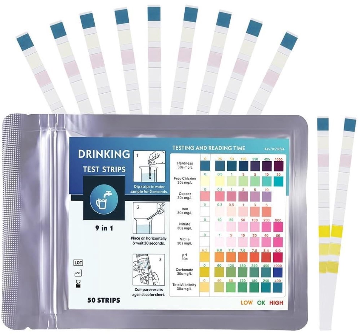 Waterteststrips - Multicolor - 50 Stuks - Voor Drinkwater, Zwembad en Aquarium - Voor Thuisgebruik