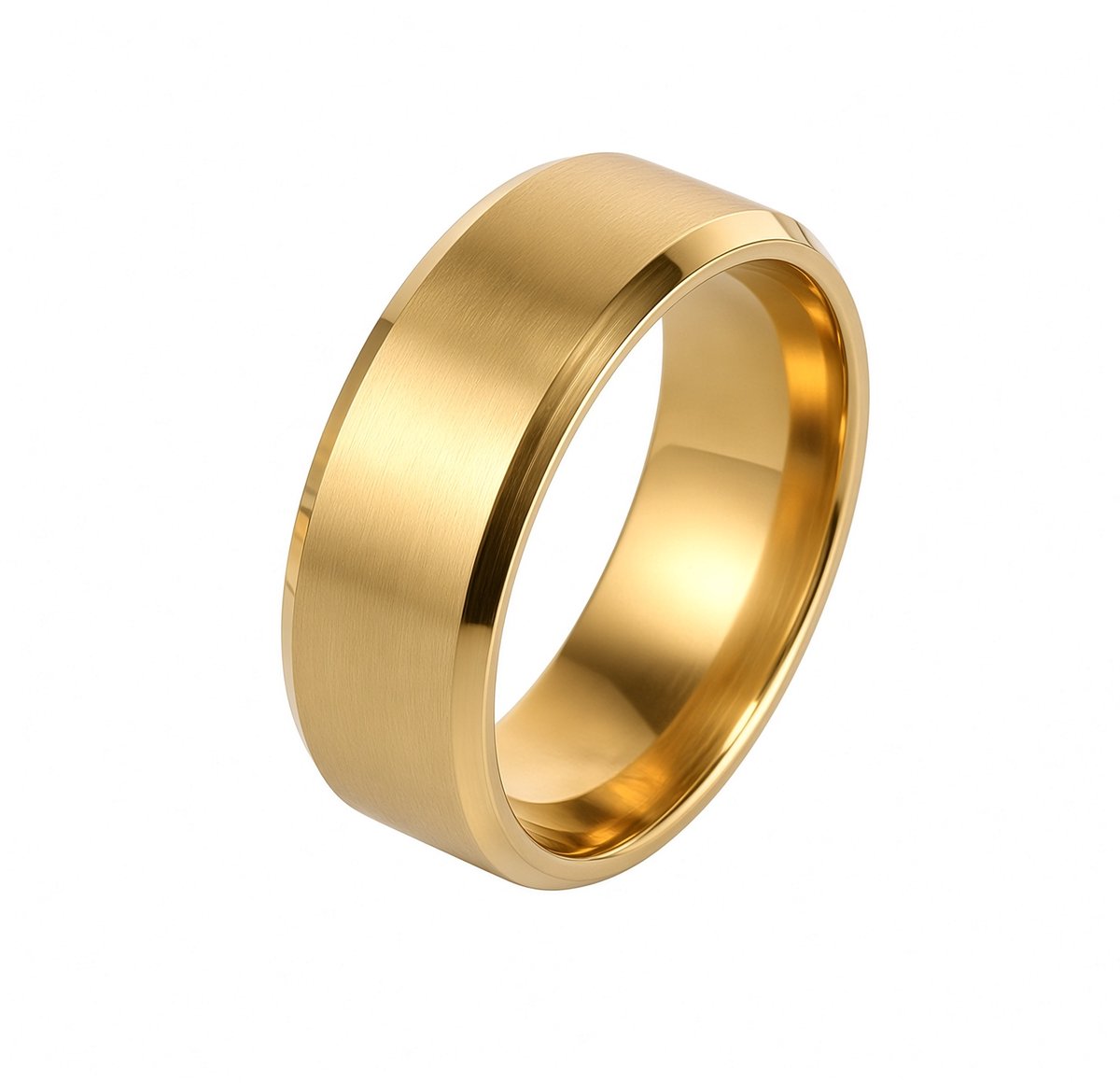 Goudkleurige Hypoallergene Geborstelde Bandring 17 mm - Waterproof - 316L RVS - No-Fade