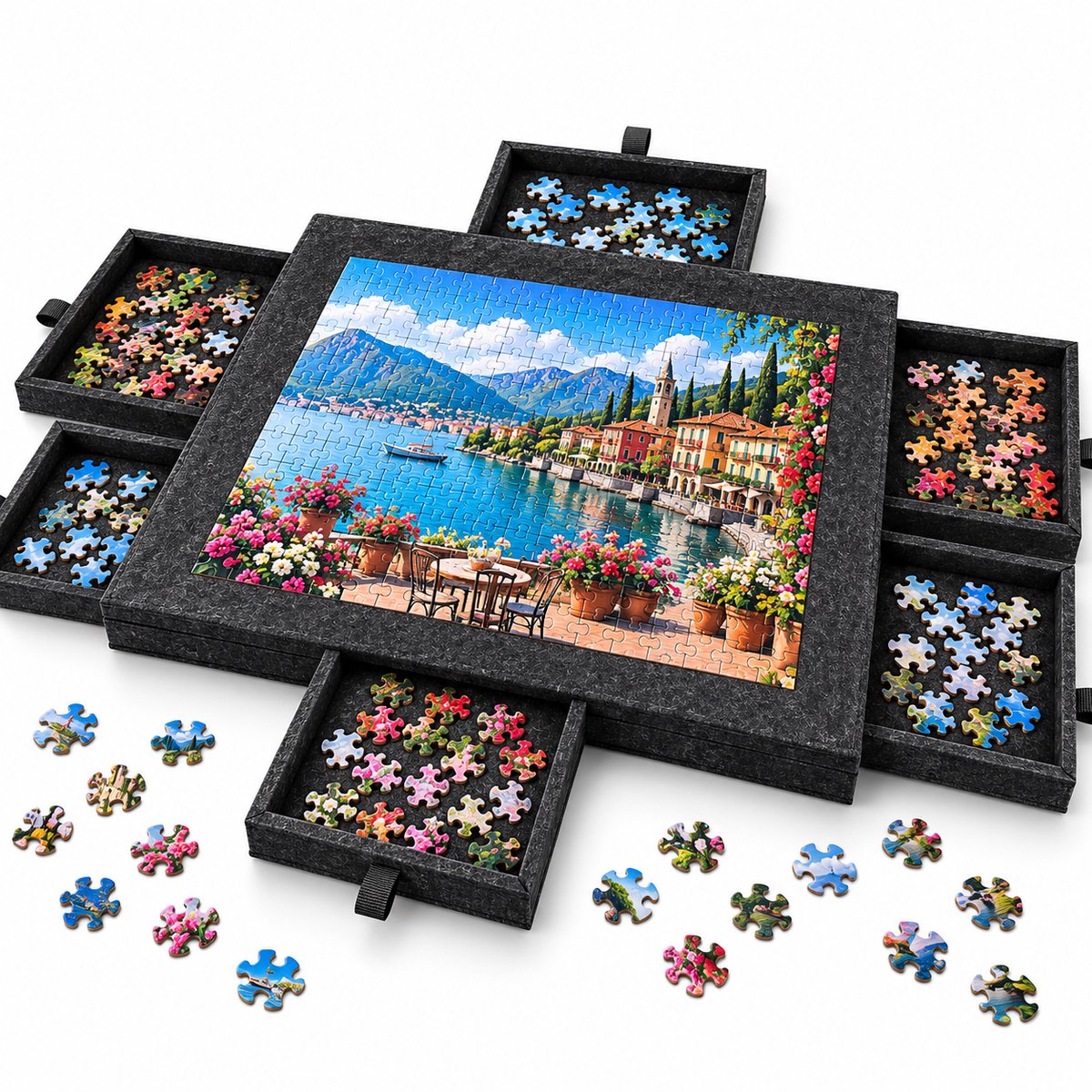 Currero Puzzeltafel Met Lades 1000 Stukjes - Puzzelbord - Puzzelmat - Opbergsysteem - Vilt - Met Deksel - Legpuzzel Accessoires