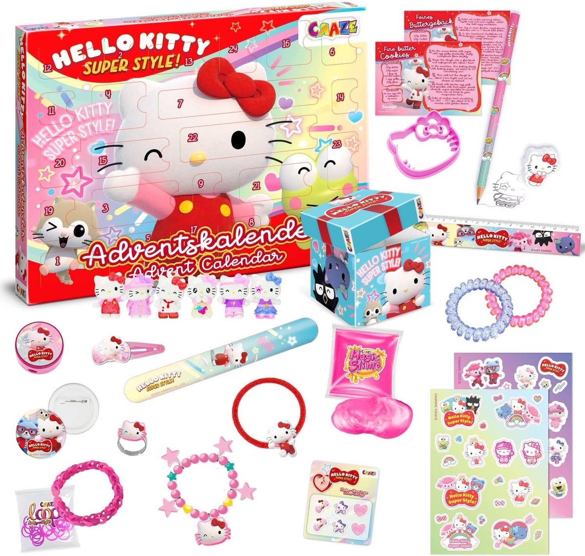 Adventskalender - Roze - 24 Vakjes - Speelgoed en Accessoires voor Kinderen - Kerstvoorpret