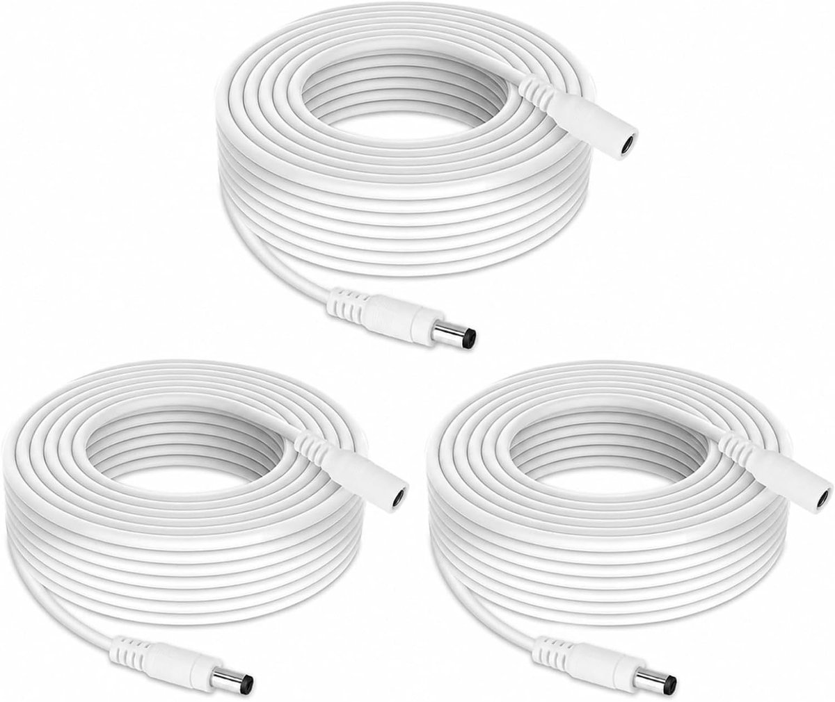 2 meter DC verlengkabel, wit, set van 2 - Ideaal voor elektrische apparaten, accessoires en stroomvoorziening