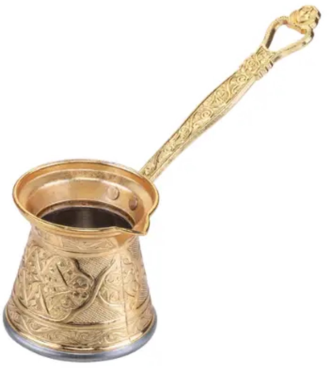 Turkse koperen koffiekan inductie cezve 275ml - melkkan - gold