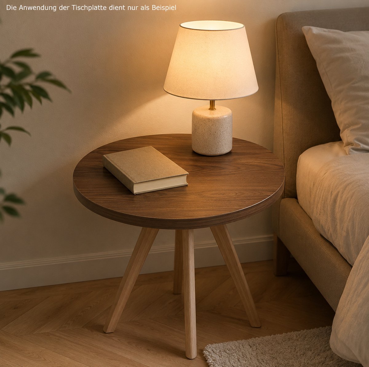 REDOM - Set ronde tafelbladen - Melamine oppervlak - Voorgeboorde bevestigingspunten - MDF - Walnoot - Ø70 cm en Ø50 cm