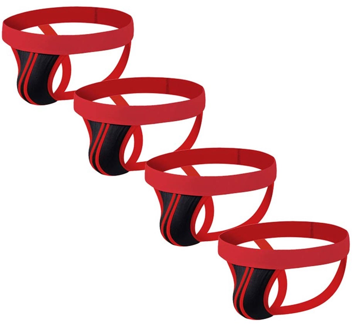 Elzusha - Jockstrap pack - 4-delige set in rood van katoen