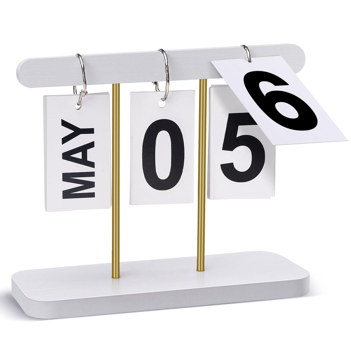 Elzusha - Houten en Metalen Flip Kalender - Herbruikbaar Bureau Accessoire
