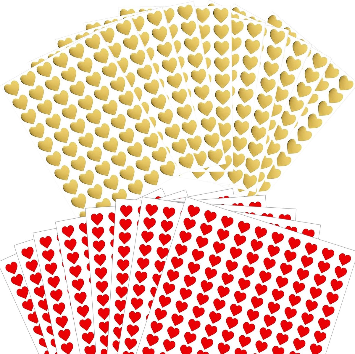 Elzusha - Hartstickers Rood en Goud - 1800 Zelfklevende Hartvorm Stickers