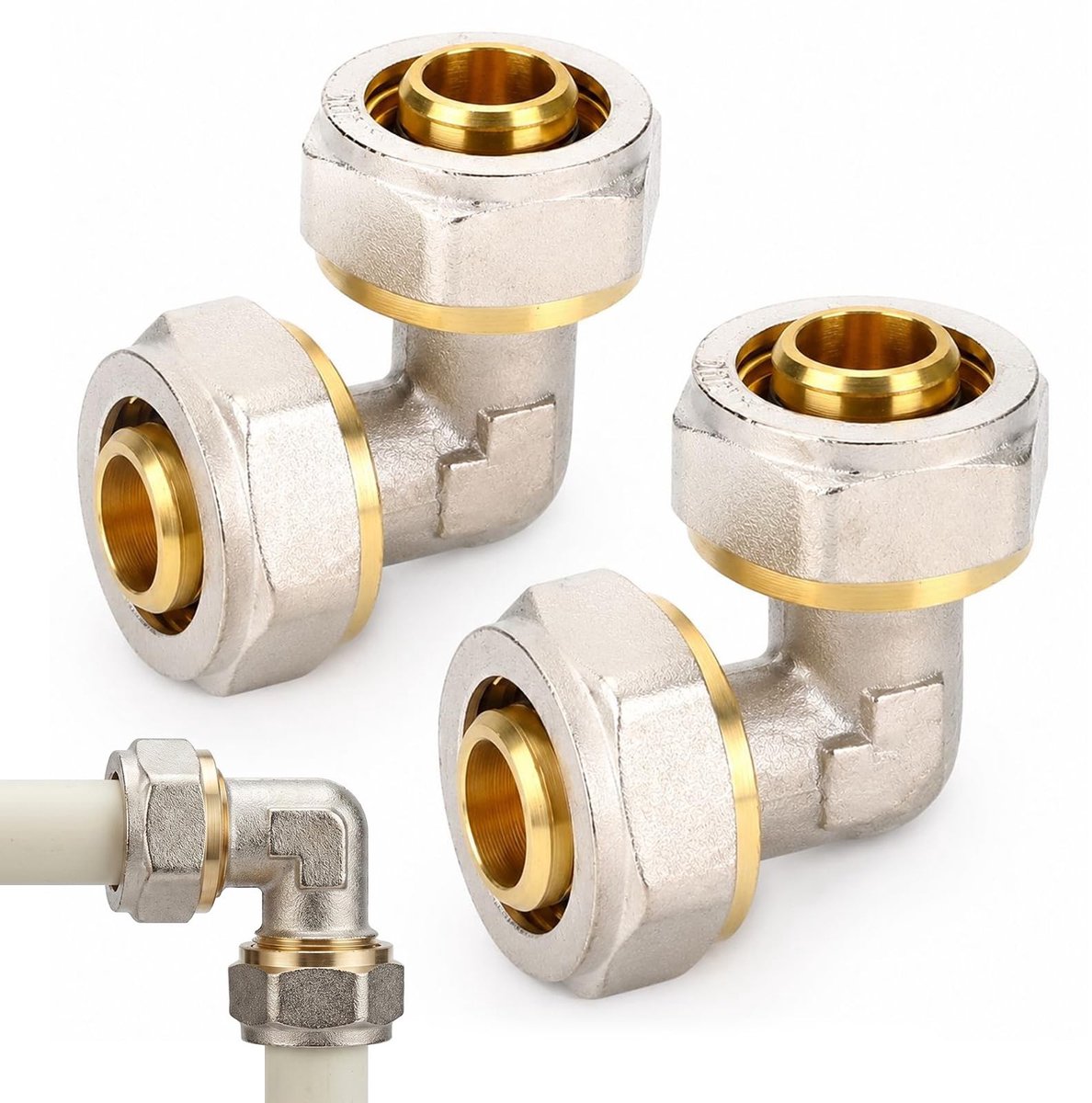Elzusha - 90° schroeffittingen - 2 stuks voor buizen Ø 16 x 2 mm