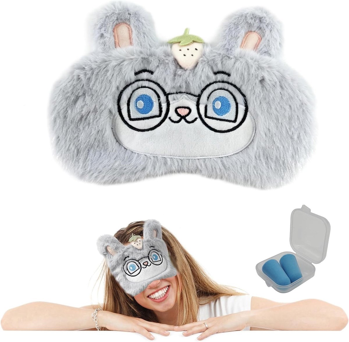 Schattig cartoon slaapmasker voor kinderen en volwassenen, verstelbaar en ideaal voor reiscomfort, ontspanning en slaapherstel