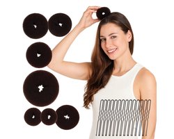 BOTC Haar Donut Set - 4 Maten met 20 Haarspelden - 24-Delige Bun Maker Set - Voor Ballet, Dans & Opsteekkapsels - Bruin