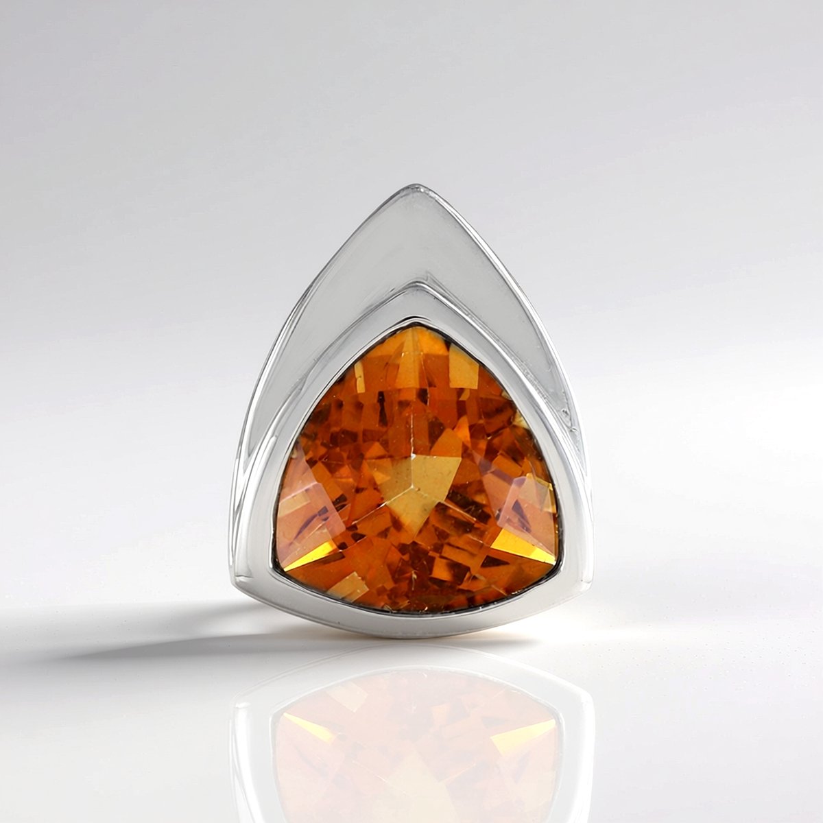 Cavill - Zilveren hanger - 925 Sterling zilver met platina verguld - Oranje kwarts 1,67 ct - Triljant slijpsel verstelbaar - Braziliaanse edelsteen
