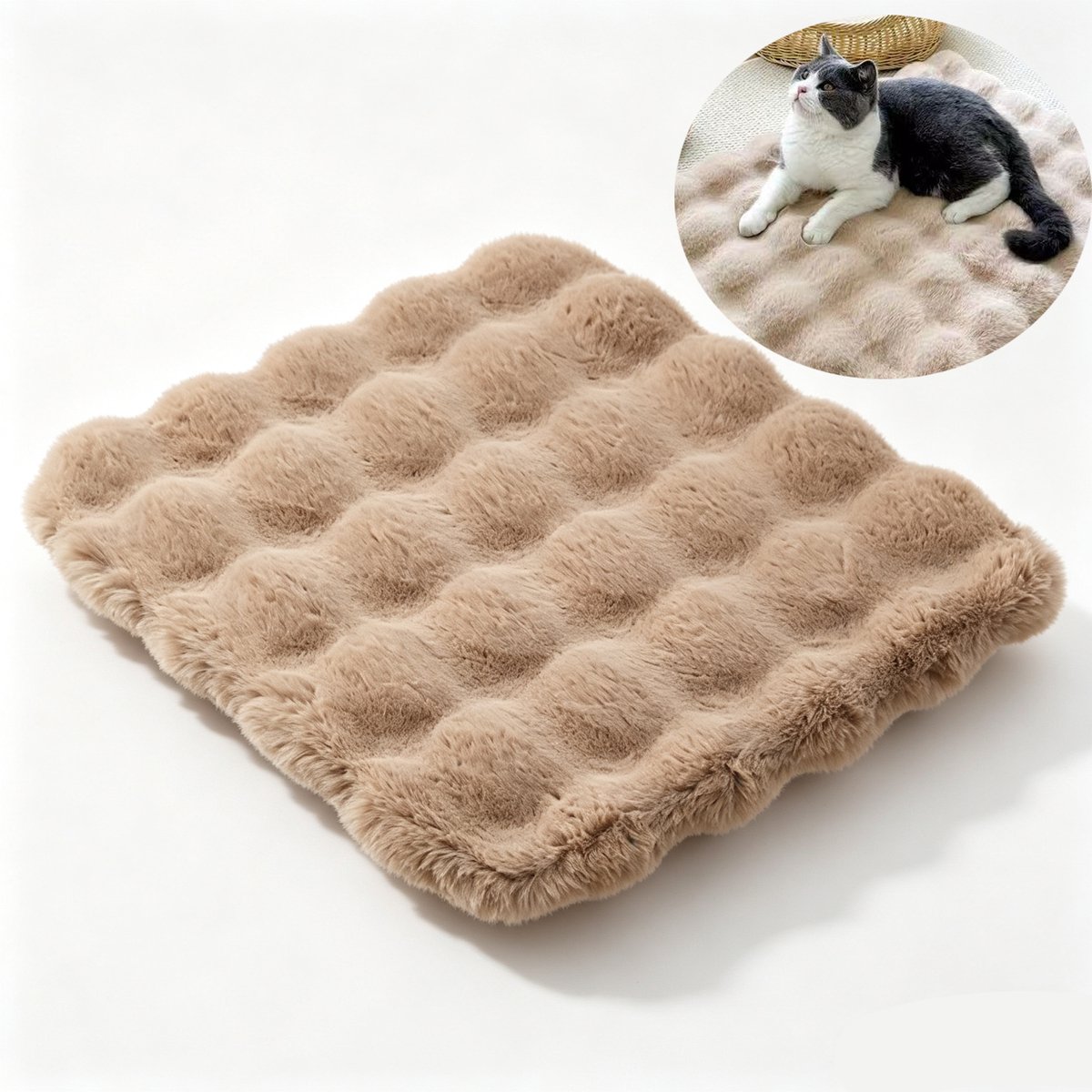 Stoelkussen - Zitkussen - Pluche stoelkussen - Pluche huisdiermat - Antislip - Met antislipdeeltjes - Pluche - 40 × 40 cm - Geschikt voor stoelen in studentenkamers en thuiskantoren, en voor huisdieren - Bruin