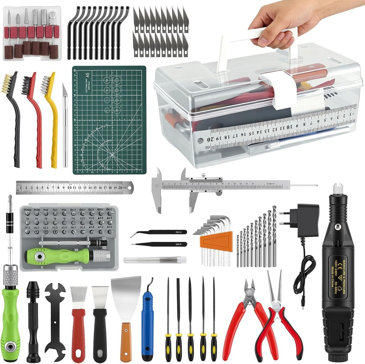 Complete 3D Printer Tool Set voor Model Post-Processing, Reinigingskit en Ontbraamtools met Schoonmaaknaalden en Sluitwerk
