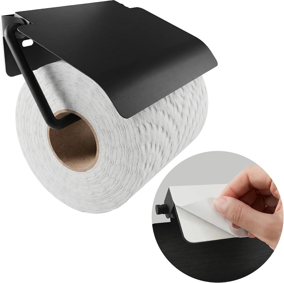 Toiletrolhouder - Zonder Boren - Zwart - Stevig