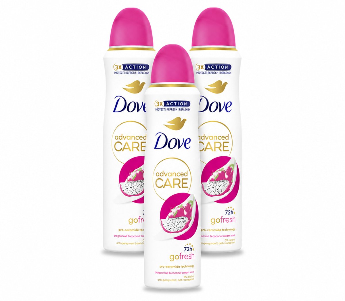 3 x Dove – Deodorant Spray – Dragon Fruit & Coconut Cream – 150 ml - Bulkverpakking - 3 stuks